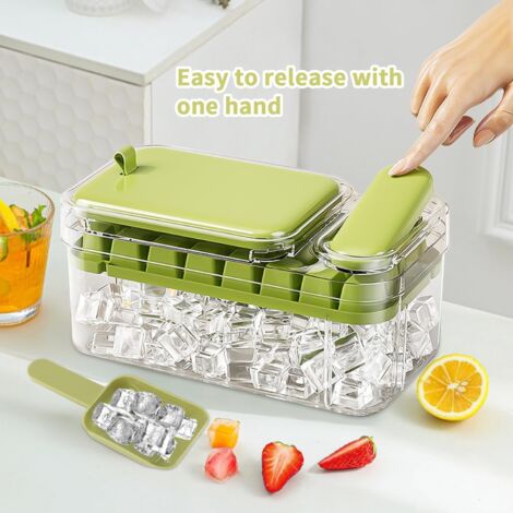 Bacs à glaçon avec couvercle, Glacons Moule de Qualité Alimentaire Avec Couvercles, Libère Tous Les Glaçons en une Seconde, Sans BPA, 96 Bac à Glaçons bacs à Glaçons Carrés Faciles à Retirer(Vert) (1/5)