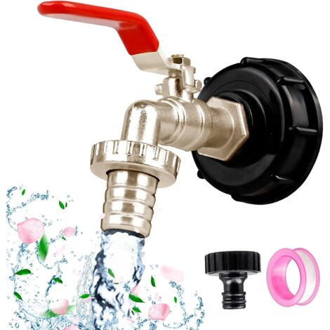 3/4" Robinet Cuve 1000l,Raccord Cuve 1000 Litres,Adaptateur de Réservoir en Alliage d'aluminium,S60X6 IBC Robinet Cuve,Robinet de Jardin avec Adaptateur en Plastique,pour d'adaptateur de Cuve (1/5)