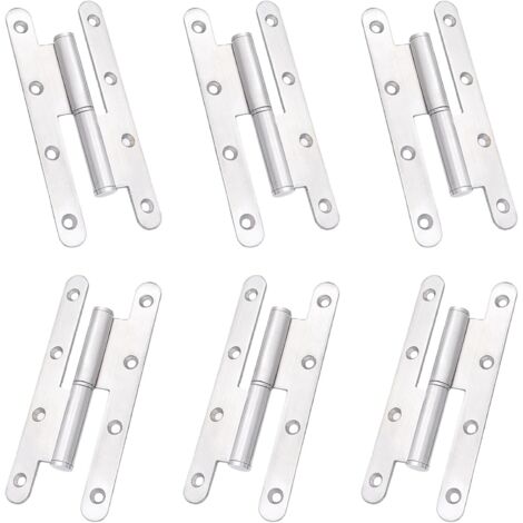Charnière amovible en 6 pièces, charnière amovible de 5½ x 2 po de hauteur, 110 lb/paire, charnière de porte robuste en acier inoxydable, charnière de porte affleurante, épaisseur de 2,5 mm (1/2)