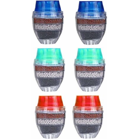 Filtres  eau sur robinets  Mini Filtre  eau de Robinet 6Pices Rond  Charbon Actif Filtre  Eau de Robinet  5 Couches Home Eau Purifie Robinet (1/5)
