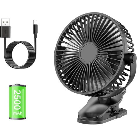 Mini Ventilateur de Bureau, Ventilateur portable silencieux avec batterie rechargeable, 3 vitesses, Débit d'air puissant, Ventilateur de Table Portable pour la Maison, Bureau, Voyage (1/5)