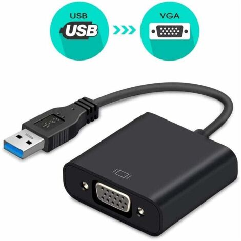 USB 3.0 to VGA Adapter, USB to VGA Video Adapter Converter, Multi Monitor Display, Display External Cable Adapter for PC Laptop Windows 10/8.1/8/7/XP [Upgraded Version] (Black (Black)