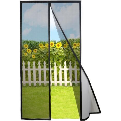 Moustiquaire Porte Fenetre Magnetique 140x220cm, Noir - Maille Rideau Moustiquaire Aimantée Sans Percage Anti-moustiques, avec Bande Adhésive, Fermeture Automatique (1/5)