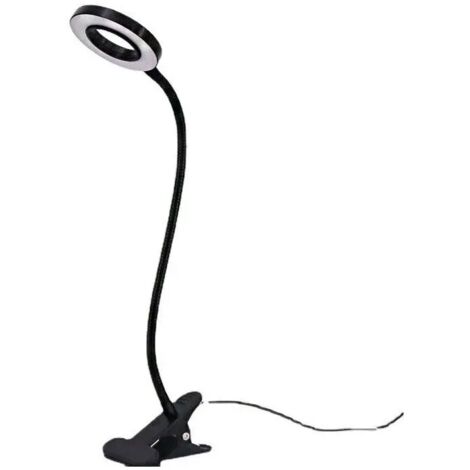 Lampe de bureau noire de 3,5 pouces avec pince pour la maison, lampe de lecture, luminosité réglable (3 réglages), lampe à pince pour tête de lit