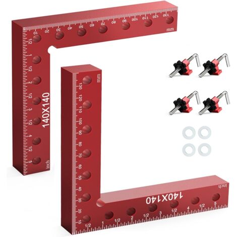 Pince à Angle Droit, 2PCS Étau d'Établis à 90 Degrés Type L pour Travail du Bois, 14 x 14 cm Presses d'Angles Serre-Joints pour Fixation Rapide du Cadre de Photo Colliers de Coin - Rouge