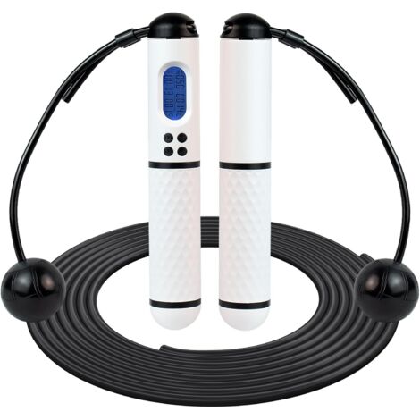 Corde a Sauter Sans Fil Sport - Corde a Sauter Sans Corde avec Compteur Calories et Minuterie LED écran Montrant,Poignées Antidérapantes Jump Rope Réglable pour Fitness Adulte,Enfant (1/5)