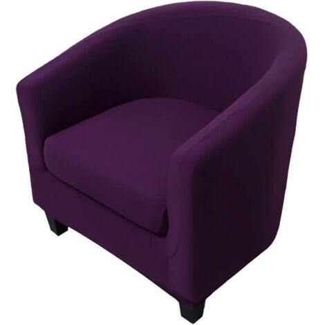 Housse de Fauteuil 2 Pièces, Extensible Couverture de Fauteuil Housse de Canapé Lavable Revêtement de Chaise Protecteur de Fauteuil (Couleur Unie - Violet foncé)