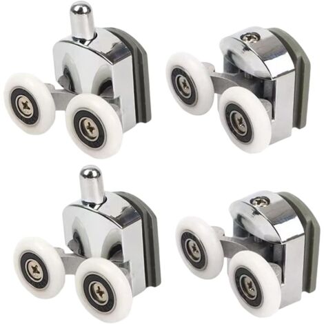 Roulettes de douche avec double porte coulissante, 4 pièces (2 supérieures + 2 inférieures) (23 mm - 2 en haut + 2 en bas) (1/5)