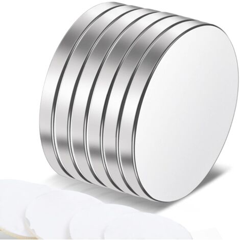 6 Pièces Aimants Rond, 20 x 2mm Aimant Super Puissant Magnets Autocollant Aimant Frigo pour Tableau Blanc Bureaux Cuisine