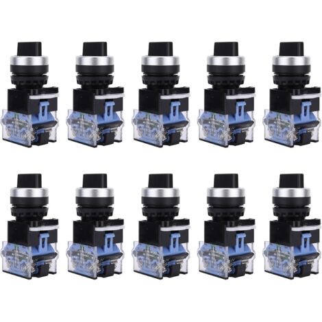 Lot de 10 SéLecteurs Rotatifs Autobloquants 22 mm AC 440 V 10 A 3 Positions Marche/Arrêt à Came Rotative pour équipement éLectrique de Machine (1/5)
