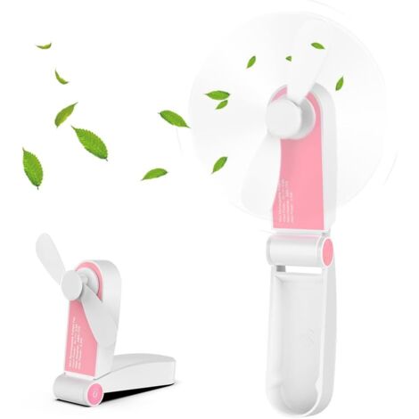 Mini Ventilateur de Poche Pliable, Portatif Ventilateur De Poche Rechargeable Portable avec Câble USB Réglable à 2 Vitesses pour Voyage À La Maison En Plein Air, Rose (1/5)