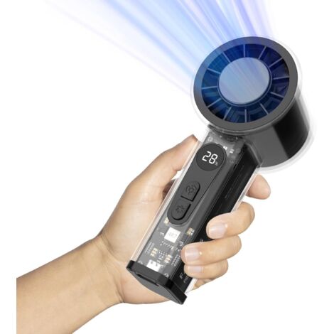 Ventilateur de Poche Portable avec Glacière Intégrée, Batterie 3000mAh, 6 Vitesses, Écran LED, Turbo Haute Vitesse, Coque Transparente, Idéal pour Voyages, Été, Concerts et Extérieur (1/5)