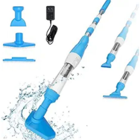 Aspirateur de piscine sans fil 3 en 1 – Nettoyeur électrique rechargeable – 90 min autonomie – Pour petites piscines et spas – Bleu