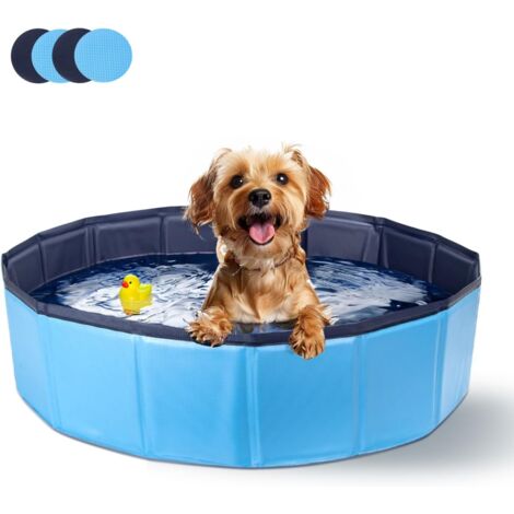 Piscine pour Chien, Rigide Bassin, Baignoire Pliable pour Petit et Grande Chien, Chat, 80 20cm, S, Bleu
