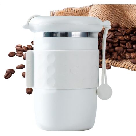 Tasse à café électrique magnétique avec couvercle, portable de 420 ml, tasse à mélanger électrique avec cordon en acier inoxydable pour café, thé au lait, chocolat chaud et matcha (1/5)