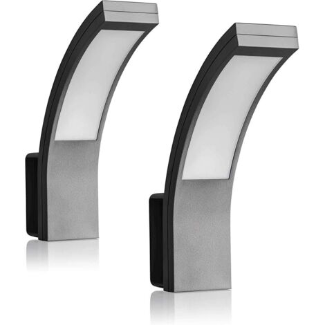LED Luminaire Exterieur Mural - Lot de 2 - Eclairage Exterieur Anthracite 12W 1100lm 5800K - IP65 Applique Murale - 240x80x60mm (1/5)