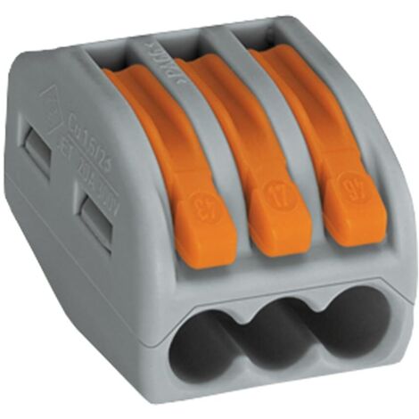 222-413 Bloc de raccordement pour 3 conducteurs avec leviers, 4 mm maximum Paquete de 50 gris (1/5)