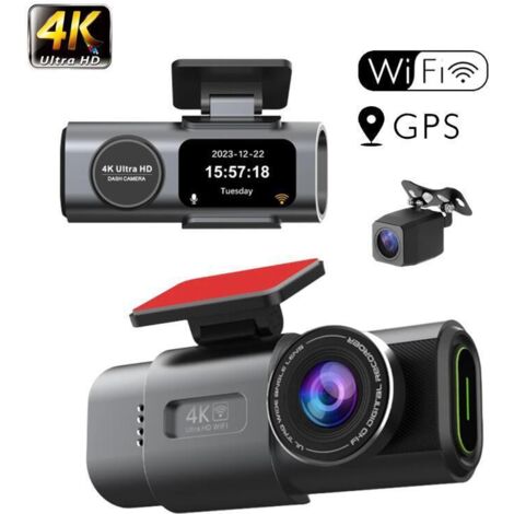 Dashcam voiture 4K + 1080P – Écran IPS 1,47'' – Grand angle 170° – Vision nocturne – G-Sensor – Mode stationnement 24H