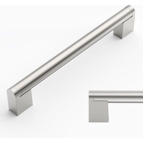 Lot de 10 poignées de meuble en acier inoxydable nickel brossé – Entraxe 160 mm – Vis incluses pour installation facile – Design moderne - UK0038 (1/5)