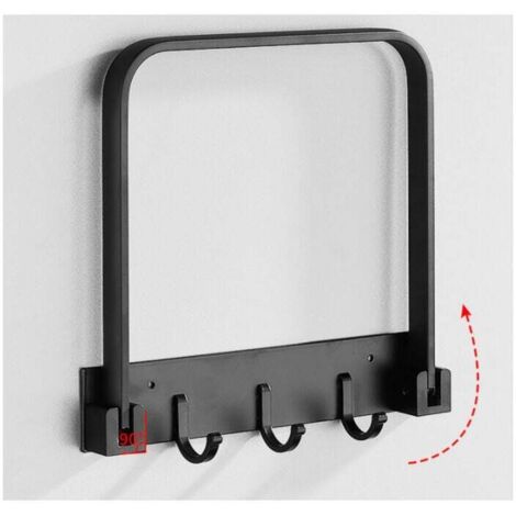 Support de rangement pour lavabo de salle de bain, crochet de cuisine pour toilettes de salle de bains, support mural pour lavabo, étagère pliable en aluminium (noir) (1/5)