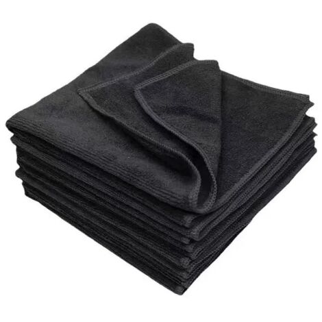 Lot de 20 Chiffons de Nettoyage, Serviettes en Microfibre Tout Usage, Torchon de Nettoyage, Taille 25 x 25 cm, Noir (1/2)