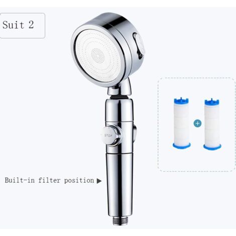 3 Vitesses Haute Pression pour Douche, commutateur à Bouton Unique pour tête de Fixation, chromé et résistant à la Corrosion, avec Support de Tuyau en Acier Inoxydable (1/5)