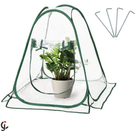 Mini serre pop-up 70 x 70 x 80 cm – PVC transparent durable – Protection optimale pour plantes – Fixation avec 4 crochets en acier