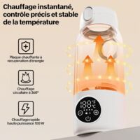 Chauffe-biberon portable bébé, sans fil USB écran LED/veilleuse, chauffage rapide, 8000mAh, pour Chauffe-biberon portable bébé, sans fil USB écran LED/veilleuse, chauffage rapide, 8000mAh, pour