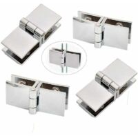 Charnière de porte en verre 4pcs 180 °, charnière de porte en verre, charnière de porte en verre en alliage de zinc, porte en verre à clip, installation facile et durable pour vitrine, armoire