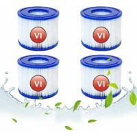 Cartouches filtrantes de Rechange pour Bestway VI, Filtre Cartridge VI pour Lay-Z-Spa Miami, pour Vegas, pour Monaco-Taille, Filtre pour Jacuzzi, pour Bestway 58323, 58239, 90352E (4 pièces)