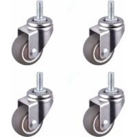 Roulette pivotante en caoutchouc souple M6 – Diamètre 25mm – 4 roulettes pour meubles – Utilisation intérieure et extérieure