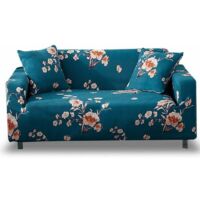 Housses de canapé Housse Canape 4 Place avec Accoudoirs Housse de Canapé Extensible Housse de Fauteuil Couvre Canapé Elastique Housse pour Canape Protege de Meubles Universelle, fleur bleue
