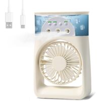 Mini Climatiseur Mobile, 4 en 1 Climatiseur Portable, Refroidisseur D'air, Ventilateur Climatiseur, Climatiseur Mobile Silencieux, Mini Ventilateur Puissant à 3 Vitesses,Blanc