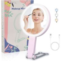 Miroir Grossissant Lumineux 20X/1X avec 64LED Double Face Rechargeable Mirroir Maquilleur Pliable Miroir avec Lumiere Miroir Eclairant pour Maquillage,Salle de Bain,Voyage,Bureau Cadeau