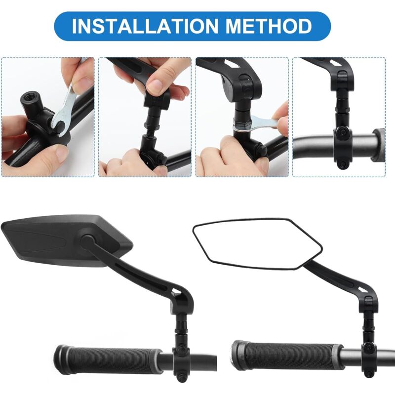 Rétroviseur Vélo PhieeSeriy – Rotatif 360°, Large Miroir 15×6,5 Cm – S’adapte Aux Guidons 20-28 Mm, Montage Facile