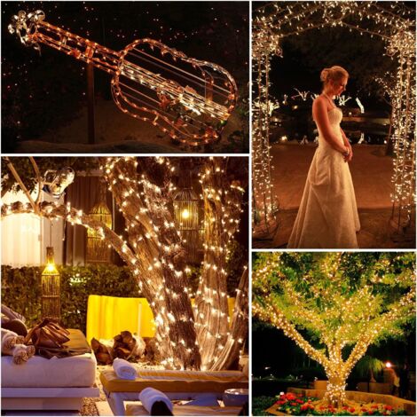 Noël Décoration Guirlande Lumineuse Extérieur, 20M 200 LED Intérieur Sapin de Noël Lumière Electrique Blanc Chaud Etanche 8 Modes Guirlande pour Mariage Anniversaire Fête Maison Jardin (1/4)