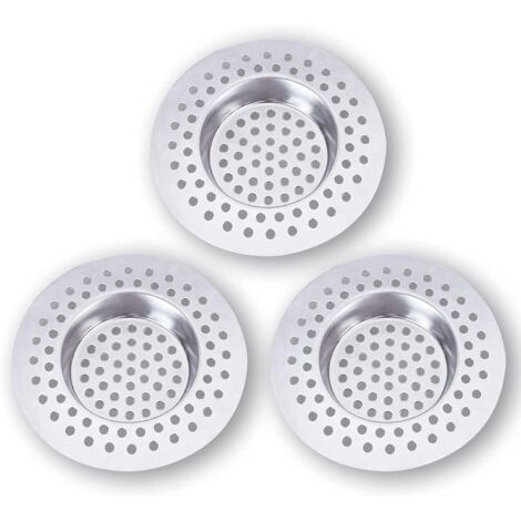 Filtre Evier Cuisine INOX (Lot de 3) - Attrape Cheveux Douche 7,5 x 7,5 cm, Filtre Cheveux Douche 90 Trous, Grille Evier Cuisine,Accessoire Cuisine,Salle de Bain, Cuisine (1/5)