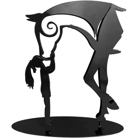 Sculpture De Cheval De Baiser De Fille, Statue De Cheval En Métal Moderne, Décor De Bureau De Cheval, Cadeau D'art En Métal Rustique, Pour Intérieur Extérieur Maison Jardin Étagère Cheminée Bureau (1/5)