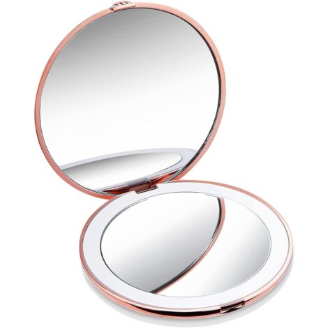 Miroir Lumineux De Poche, Grossissant 1x / 10x – Led Miroir À Main De Maquillage Avec Éclairage Naturel, 10cm De Diamètre, Compact Et Portable Pour Voyage ( Rose) (1/5)