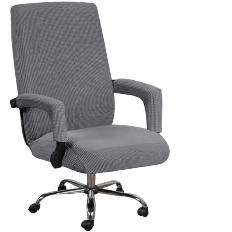 Housse pour chaise de bureau,housse de chaise rotative,housse de chaise extensible en tissu élastique amovible avec housse d'accoudoir 2 pièces,protection de housse de chaise pour chaise de bureau--L,