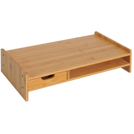 Support d'écran Support d'écran Organisateur de Bureau avec Tiroirs Naturel 49x25,5x11,5cm pour l'ordre sur le lieu de Travail (1/5)