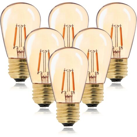 Ampoule LED à filament Edison vintage ST45, culot E27, équivalent à une ampoule à incandescence de 1 W ou 10 W, blanc chaud 2 200 K, verre doré décoratif, non variable, ambre, lot de 6 (1/5)