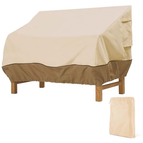 Housse de Protection pour Banc, Housse Banc Jardin Tissu Oxford Imperméable, Housse de Banc Exterieur Anti UV et Vent Housse de Protection pour Canapé (Beige, 85×80×91.5cm