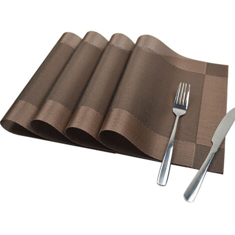 4Pcs Sets de Table PVC Antidérapant Respectueux de l'environnementNapperon Lavables-Napperons pour Cuisine, Jardin, Salle à Manger (Café) (1/5)
