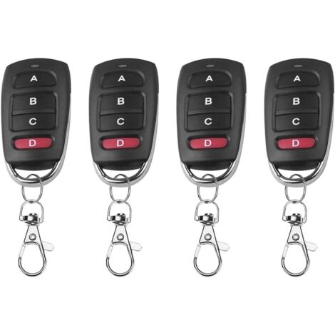 Télécommande Universelle 433 MHz pour Portail et Garage, Lot de 4 Télécommandes à 4 Boutons, Duplicateur Compatible (1/5)