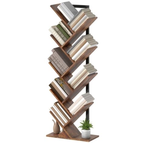 Étagère sur pied avec 9 niveaux Étagère étroite en Forme d'Arbre pour le bureau, Rustique Brun (1/5)