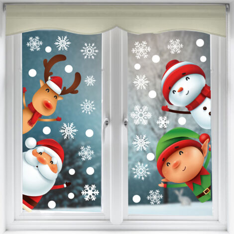 Décalcomanies De Noël (Père Noël, Pingouin, Neige) - 4 Pièces, 2-3/4 Pouces