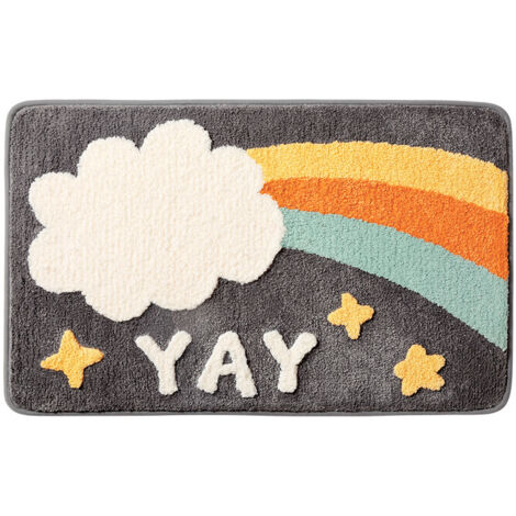 Tapis Salle de Bain Toilette Polyester, Tapis de Bain Antidérapant Lavable Machine Nuages Arc-en-Ciel Tapis de Salle de Bain Lavable en Machine 40x60cm (Nuages Arc-en-Ciel) (1/5)