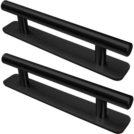 Lot de 2 Poignées de Meuble Autocollantes en Acier Inoxydable - Sans Perçage - Pour Armoires de Cuisine, Portes Coulissantes, Porte de Balcon, Fenêtre - 128 mm - Noir (1/5)