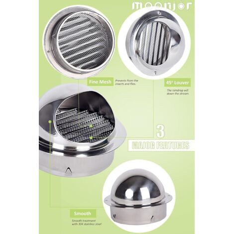 Grille D'aération Circulaire En Acier Inoxydable - Diamètre 150 Mm (autres Tailles Dispo) - Protection Insectes Et Bonne Ventilation